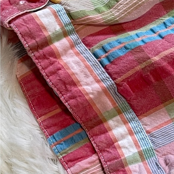 Ms Lee Coastalcore Rainbow Plaid Button Up Top Seersucker Retro Y2K‎ Size 6/8 - Picture 8 of 9